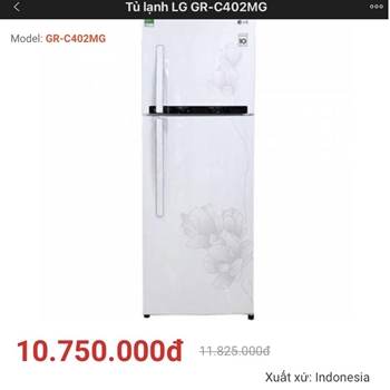 tủ lạnh LG 346 lít nhập khẩu Indonesia