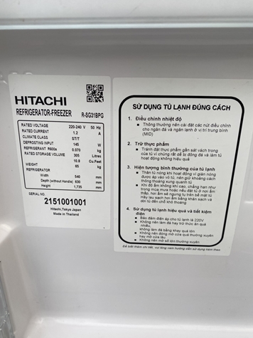 tủ lạnh đá rơi Hitachi inverter như mới 305 lít ( Thái Lan)